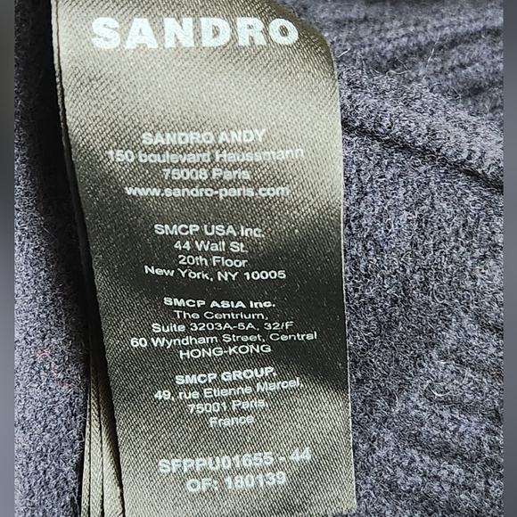 SANDRO WILLIANS Puritan Collar Wool Sweater in Navy Blue Size:0 - Picture 12 of 14